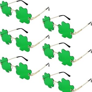 NEW 6 Pairs Green Shamrock Novelty Sunglasses Perfect For St. Patrick's Day